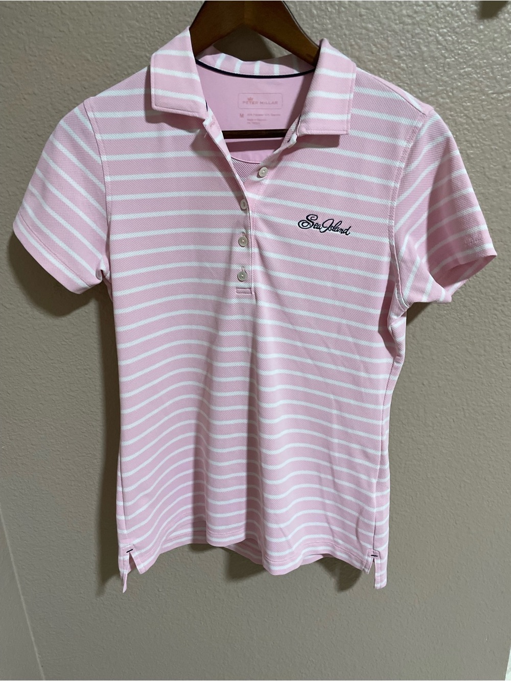 Women’s Peter Millar Sea Island  Collection Pink & White Striped Polo Golf